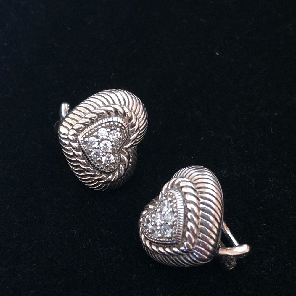 Judith Ripka Heart Diamonique Studded Earrings